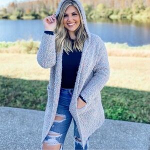 White Birch Purple Plush Cardigan Sweater